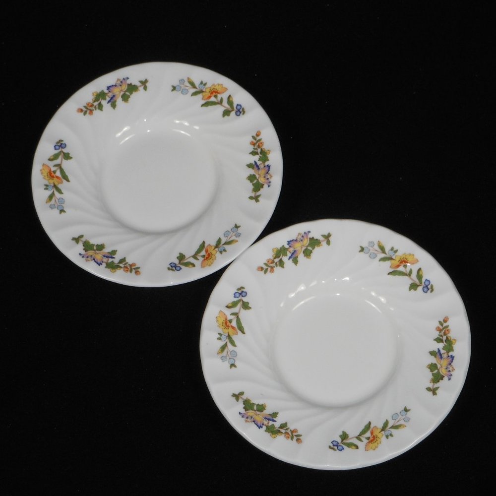 2 small tea cups saucers. Aynsley UK Cottage Garden, fine bone china